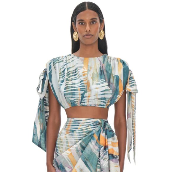 NWT Andrea Iyamah Halima Crop Top in Abstract Bark print - Picture 4 of 7